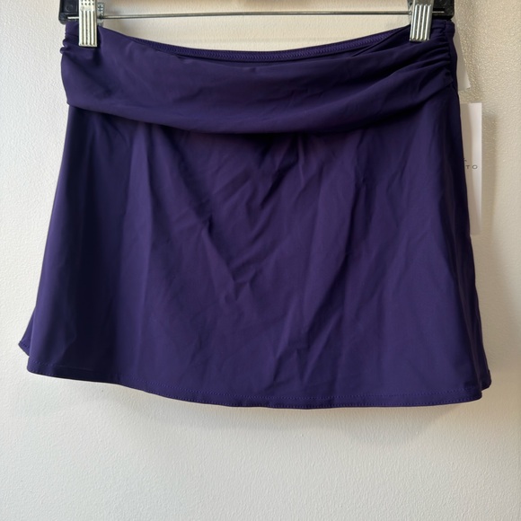 Karla CollettoRuched Waistband Skirt Swim Coverup Purple A Line Stretc…